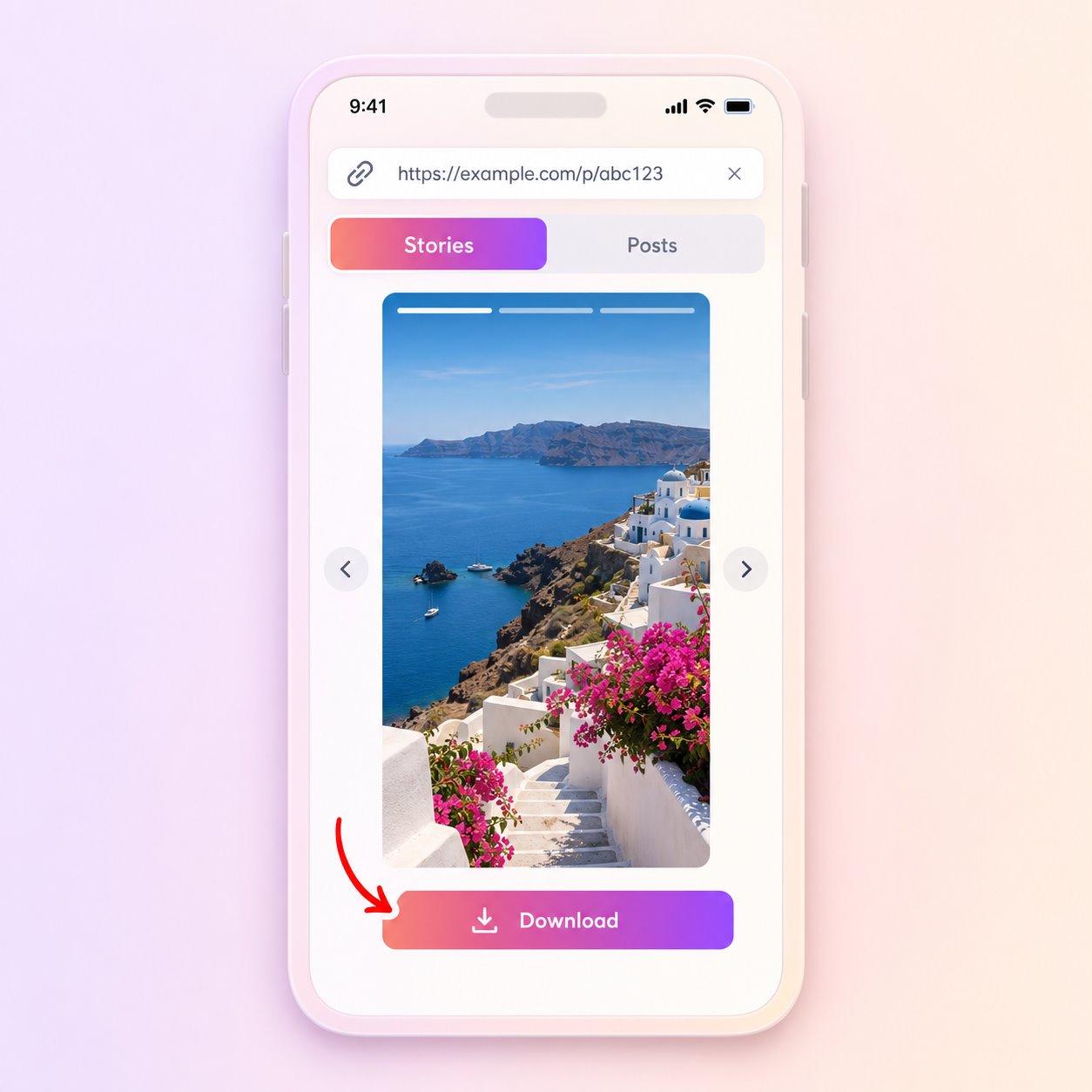 Open an available story and use the download button